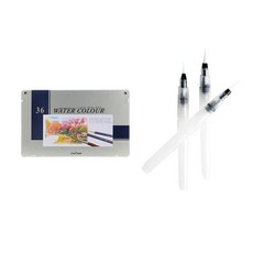 munhwa 水彩色鉛筆鐵盒+水刷筆 3入, 1組, 36色