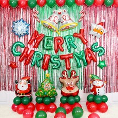 WOW PARTY KOREA 聖誕裝飾 聖誕快樂 綠紅氣球組, 混和色, 1套