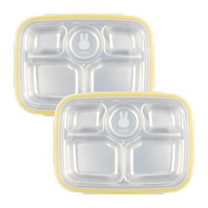 米飛兔圖案不鏽鋼分隔餐盤便當盒, 盤子2入+蓋子2入, 混色
