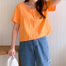 린다샵 여성용 하시르 버튼 반팔티 cpt12034k32