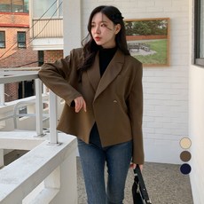 베러스윗 여성용 더블 골드 원버튼 세미크롭 자켓