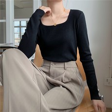 어썸풀 여성용 엔티르 스퀘어넥 니트