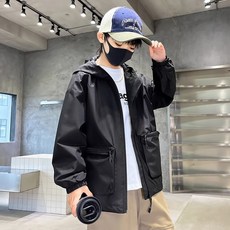 Starbean 男童大口袋彩色連帽防風夾克