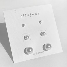 ellajour 女款 Misty 簡約珍珠耳環 S 4mm + 6mm +10mm 3件組