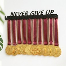 ARYKO 跑步馬拉松獎牌收納掛架 NEVER GIVE UP, 黑色, 1個