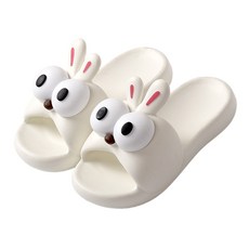居家製作所 防滑EVA棉花糖兔子室內拖鞋, 白色, 1套
