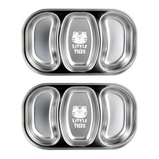 KitchenU 小老虎不鏽鋼3格餐盤, 單一顏色, 2個