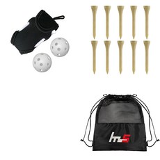 NAYASTYLE 高爾夫球袋 + 木製標準高爾夫球梯 10p + 收納袋組合 GFYP-134-3 + 182-2PU, 混合顏色(收納袋), 單一顏色(高爾夫球梯)