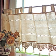 復古咖啡廳氛圍半窗簾, 單一顏色