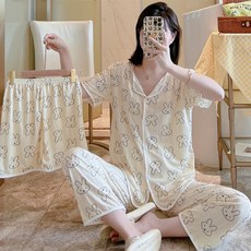 Viola 女款睡衣上衣 + 短褲 + 長褲套裝 Vio0019