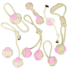 DING DONG PET 寵物奶油色線球玩具8件組, 粉紅色, 1套