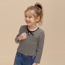 ILoveJ 女童A Lovable條紋蝴蝶結T恤