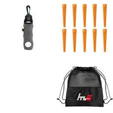 NAYASTYLE 高爾夫球袋 + 塑膠高爾夫長球釘 10p + 球袋組合 GFYP-136-1+185-4pU, 混合顏色(球袋), 單一顏色(高爾夫球釘)