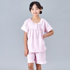 폭스클럽 아동용 하트냥 시어서커 반팔 잠옷 상하의 세트