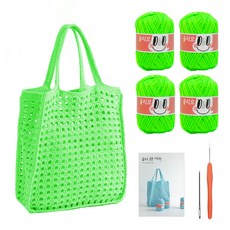 yarna 올리오 봉봉 네트백 DIY 패키지 실 4p + 돗바늘, 742 네온라임(실), 랜덤발송(바늘), 1세트