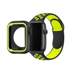 스페이스쉴드 스마트워치 스포티 실리콘 밴드 + 범퍼 케이스, 블랙형광, 1개