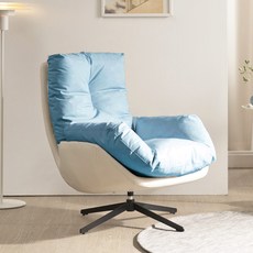 베이지메이트 멜랑 실리콘레더 360도 회전 1인용 소파 + 쿠션 세트 방문설치, 블루, 1세트