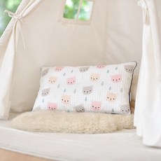 ahtty blanc 嬰幼兒用純棉高度可調枕頭 46, 格紋熊