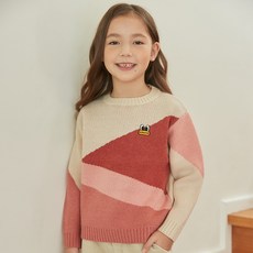 pancoat 眼睛刺繡對角線配色針織上衣