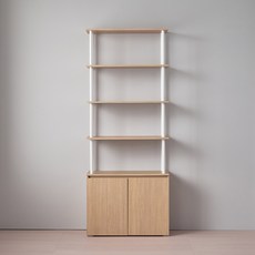 리디아 나인 선반 수납장 4단 방문설치, 우드화이트