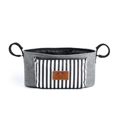 嬰兒車專用條紋收納包, 灰色, 1入