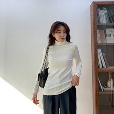 린다샵 여성용 인게임 베이직 골지 쫀쫀 목폴라 티 cpt11485k2c