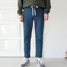 PLAYS 男款保暖刷毛腰部鬆緊帶後開衩彈力牛仔褲