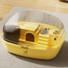 딩동펫 소동물 풀인원 햄스터 케이지 하우스 A타입 36 x 20 cm, 옐로우, 1개