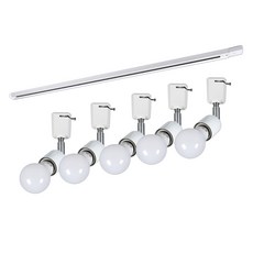 LED 廚房自由桿軌道 1m + 長型球泡燈 5燈 晝光色套組, 白色, 1個