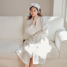 Lunaluz 女款舒芙蕾雙層棉質浴袍