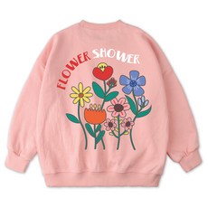 VENHIT 青少年款Flower Shower寬鬆棉質雙面布大學T