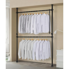 Liwoo 可調節頂天立地衣架 2層 附取衣桿, 黑色