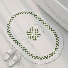 WitheoHome 可愛棋盤格花朵地墊, 綠色