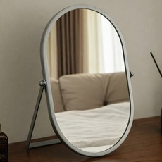 맙소샵 타원형 모던 메탈릭 오브제 탁상거울 대 HR2595, 실버대