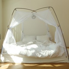 BYMOM 10年有底地板型蚊帳帳篷 + 收納防塵袋套組, 白色