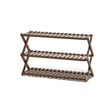 Abad居家室內裝飾竹製折疊式鞋架 3層 25*70*41cm, 棕色