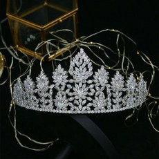 뉴 심플 공주 헤어 지르콘 장식 파티 티아라, 실버, 1개