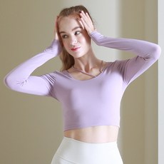 HIH 女款萊卡肩帶運動內衣長袖T恤