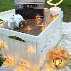 EPLYN 玫瑰金金屬露營車宿野餐LED燈串 20燈 3m, 愛心, 1個