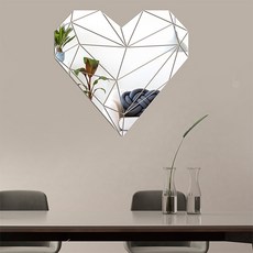 더플로우커머스 빛나는 마음의 조각 하트 라인 아크릴 미러 월데코, 실버
