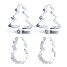 聖誕餅乾模具 雪人款+聖誕樹款, 單色, 2套