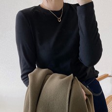 구디프 여성용 데일리 라운드넥 무지 긴팔 티셔츠