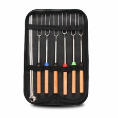 露營烤肉棉花糖烤串 伸縮型 6入 + 直式 4入 + 專用收納袋組合, 1套, 混合顏色