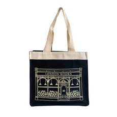 倫敦書本黑色帆布肩背包
