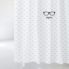 디자인수풀 북유럽 스타일 샤워 커튼 sc245 L 1800 x 1880 mm + 플라스틱 고리 12p + 커튼봉 화이트 세트, 1세트