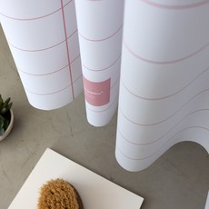 O&Design 179 布質浴簾 寬格紋 粉紅色, 1個, 粉色系