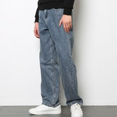 MANTOWN 男款高級半寬版後鬆緊帶單次水洗丹寧牛仔褲
