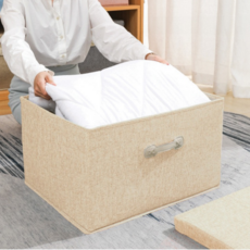 별숲 堅固耐用大型可折疊布質附提手收納整理箱, 米色, 1個