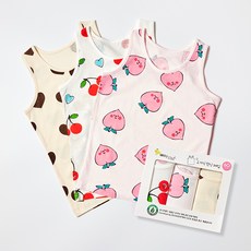 unifriend 童款水蜜桃櫻桃愛心印花40支棉背心 3件組
