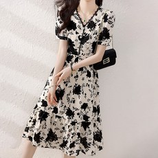 POPLARNC 希珍 花卉連身裙 P24SMOPS032156, 黑色